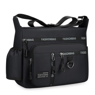 新款男包大容量男士单肩包黑色出差旅行背包斜挎包男牛津布商务包