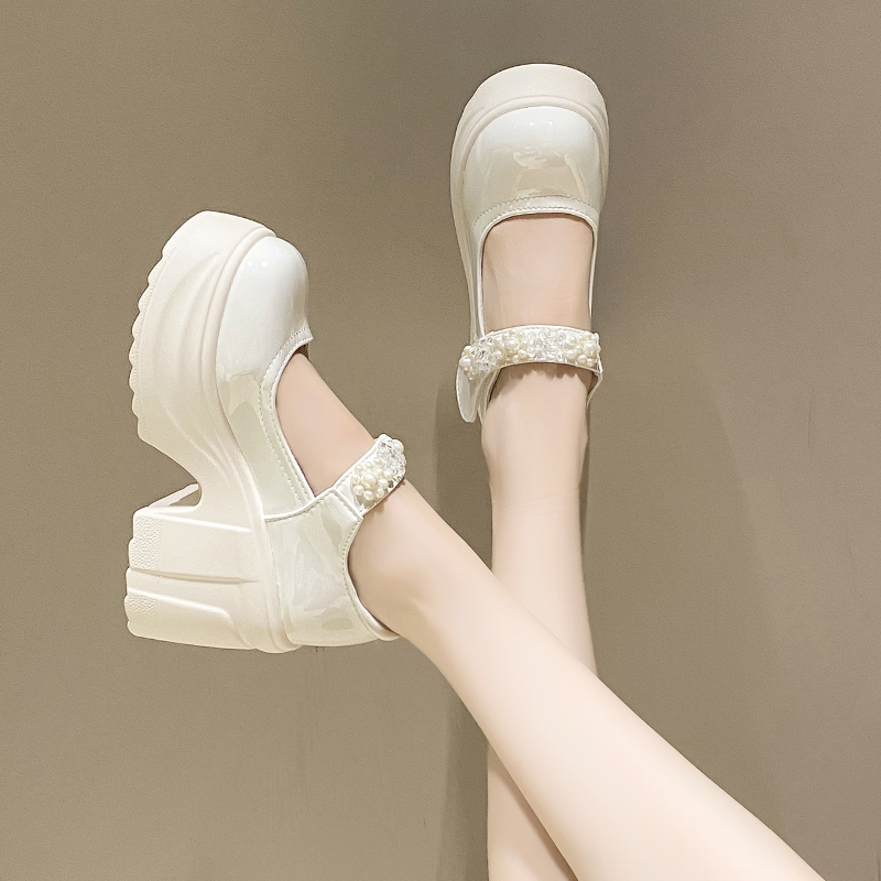 厚底玛丽珍鞋女2025新款小皮鞋粗跟婚纱神器10cm婚鞋法式高跟鞋女