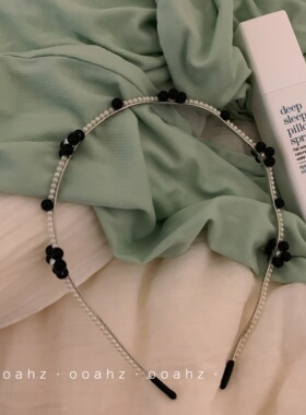 【名媛千金】甜酷黑色系花朵发箍珍珠发卡手工串珠头箍日韩发饰