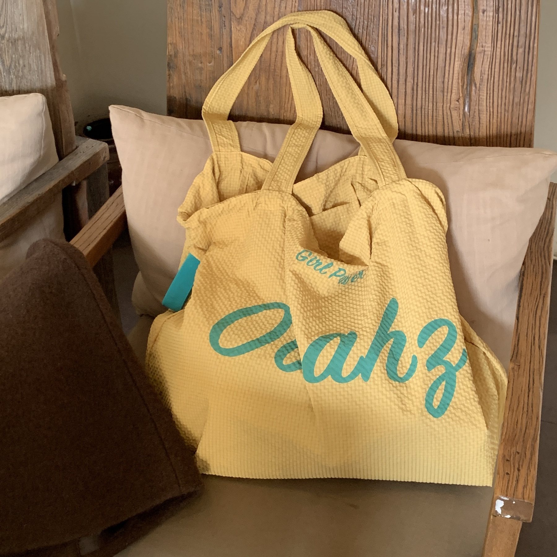 全糖去冰！韩国面料~OoaHZ自制慵懒抽绳托特大容量 Ins单肩帆布包,箱包皮具/热销女包/男包,通用款女包,淘宝优惠券,粉丝福利购,淘宝优惠卷