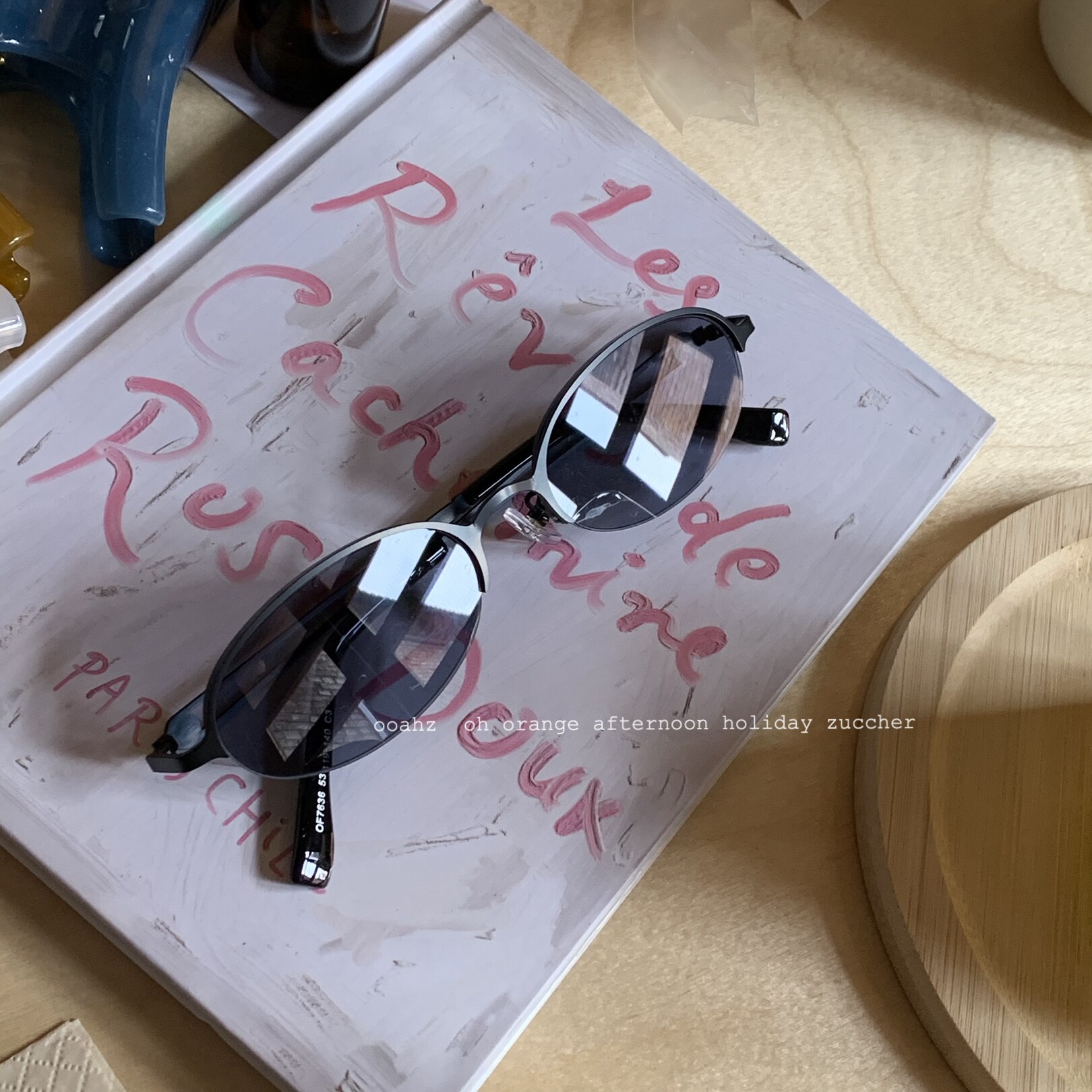 黑灰老钱~复古椭圆小框墨镜男女ins高级感防紫外线金属半框太阳镜