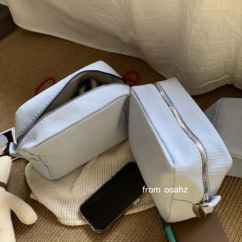 月亮六便士~盐系华夫格化妆包 大容量便携收纳包简约洗漱包手拿包