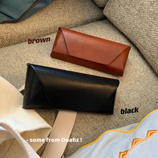 风吹半夏~复古疯马皮太阳镜镜盒大框架眼镜盒翻盖折叠近视墨镜盒