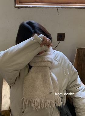 奶呼shan~咖啡羊毛混纺针织闪闪围巾 秋冬韩系氛围感保暖护颈围脖