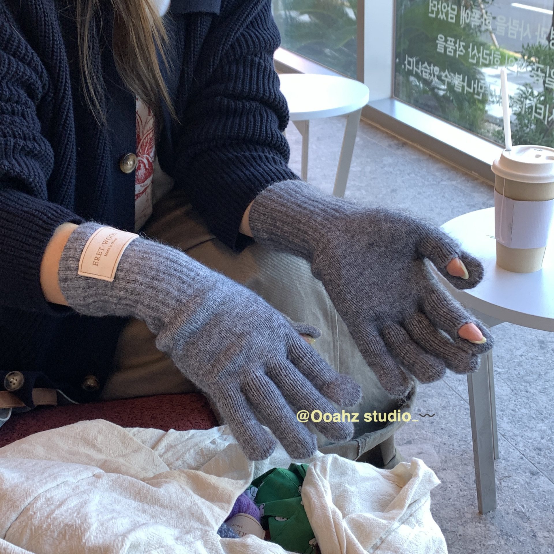 时髦在线！100%澳洲纯羊毛~韩国秋冬季保暖防寒针织ins可触屏手套