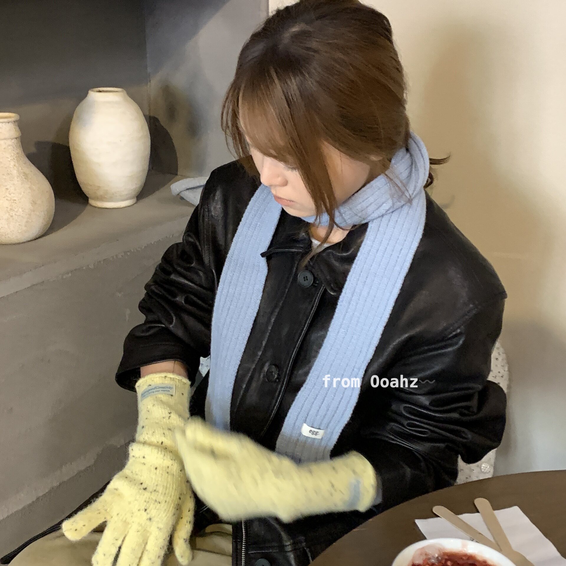 "欢喜o椰!韩代秋冬坑条细窄围脖 软糯细围巾ins穿搭长条百搭长巾