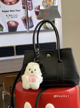 花园系列~黑色荔枝纹简约气质手提包 小众斜挎包大容量百搭单肩包