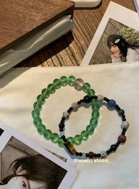 春许桃色~猫眼石冰透手工串珠手链!小众设计冷淡风新中式闺蜜手串