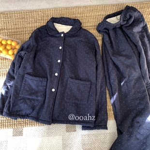 村口情报站~实穿小棉袄睡衣家居服套装 冬季加厚纯棉加绒棉服棉裤