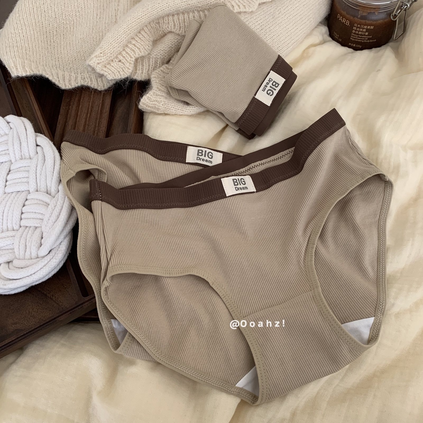 "异想记"【全裤7A】复古撞色螺纹内裤 莫代尔棉透气中腰ins三角裤,女士内衣/男士内衣/家居服,女三角裤,淘宝优惠券,粉丝福利购,淘宝优惠卷