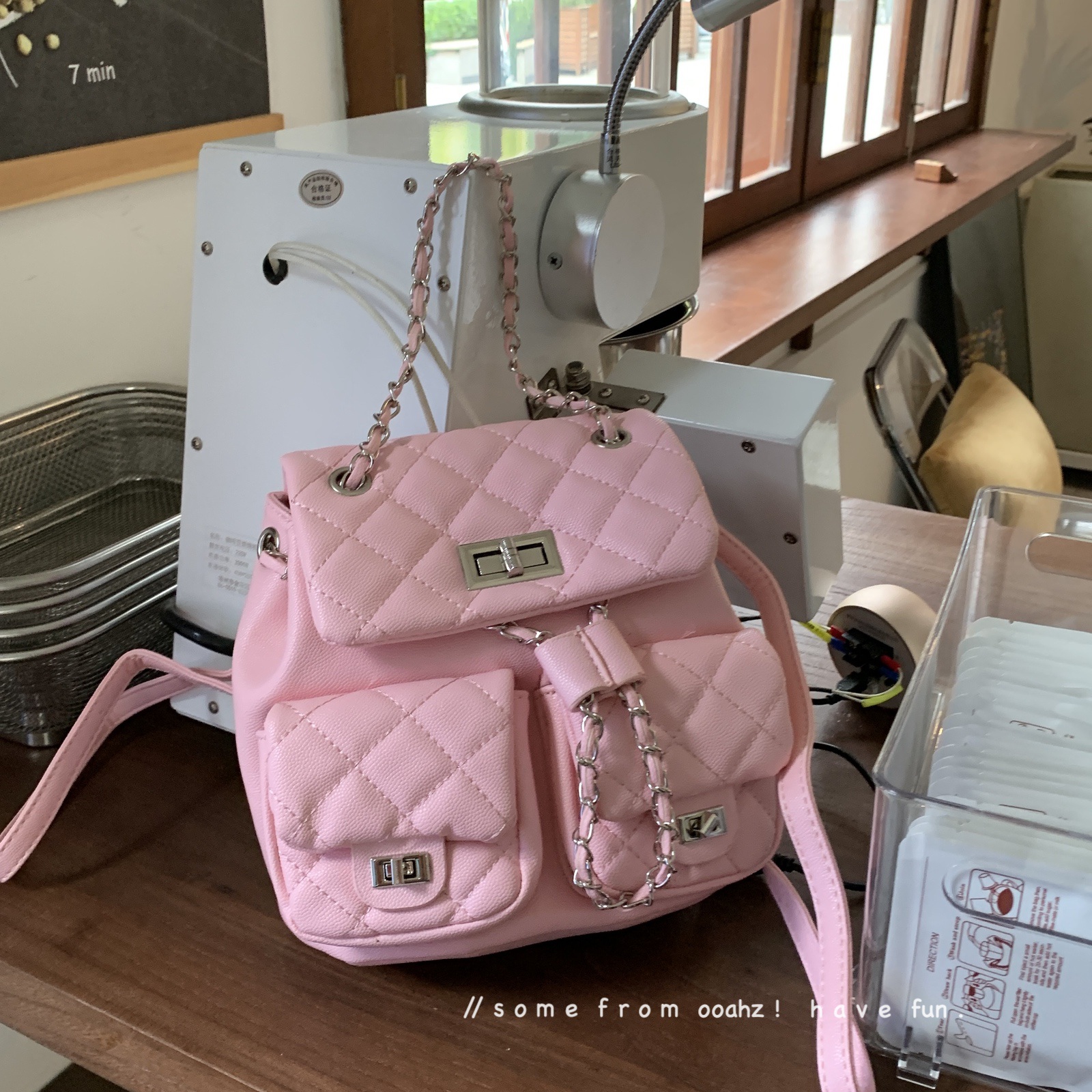 小香风duma菱格链条双肩包