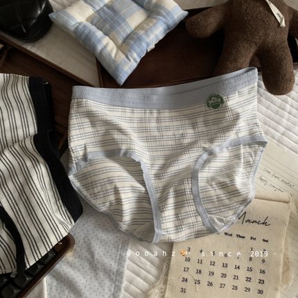 活力条纹~基础少女透气清新中腰内裤 舒适包臀7A亲肤撞色三角裤