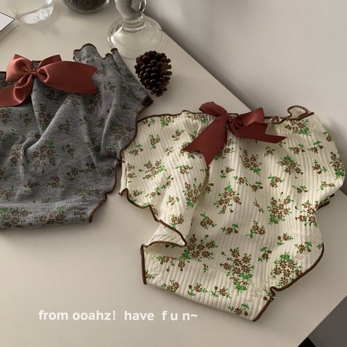 复古小碎花大蝴蝶结内裤