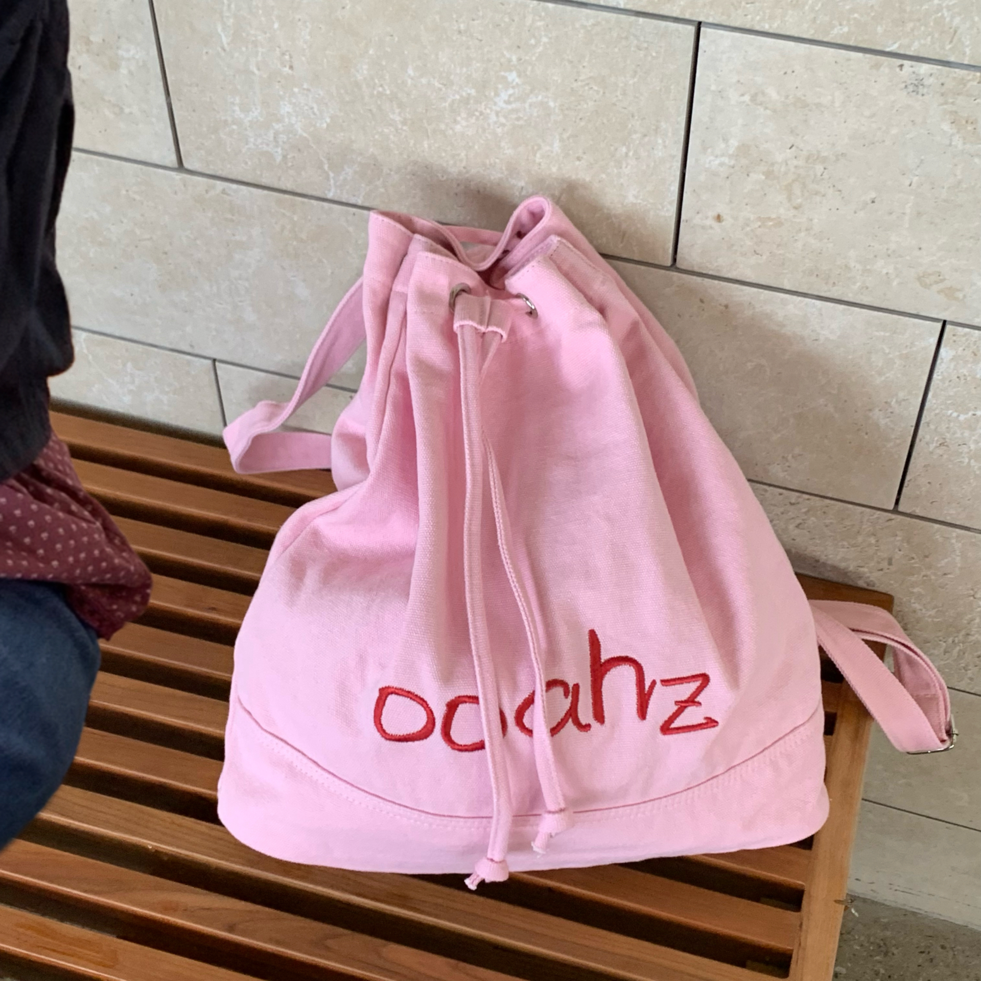 芭乐奶昔｜双肩包 ooahz自制字母刺绣抽绳帆布背包大容量学生包包