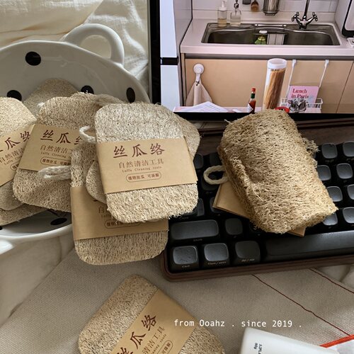 丝瓜络三片~遇水则发！天然丝瓜瓤洗碗刷 家用去污海绵厨房百洁布