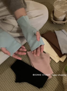 自发热半指德绒手套漏指骑车护腕