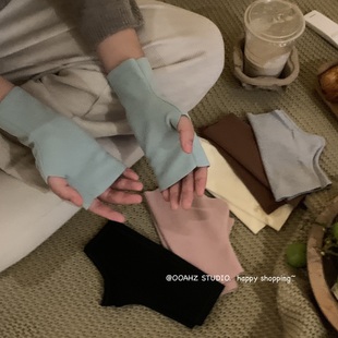 打字写字无阻碍~自发热半指德绒手套 秋冬学生上班漏指头骑车护腕