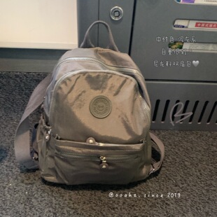 自重很轻~ooahz自制中性灰尼龙双肩包 大容量百搭上课书包ins背包