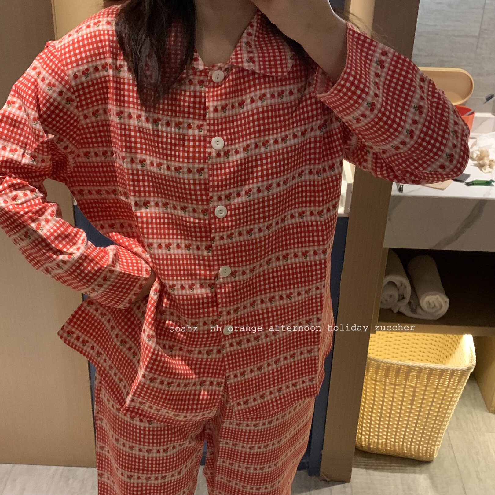 樱桃小丸子~少女可爱印花睡衣 春夏格子衬衫长袖可外穿家居服套装
