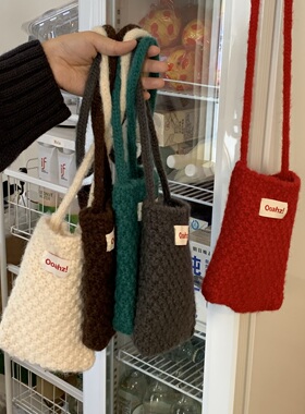 网感调色:圣诞红~韩国手工编织毛线包 ooahz小众百搭手机包斜挎包