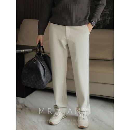 MR JIANYI 秋季静奢琥珀流光直筒长裤金属双扣眼商务休闲西裤男款