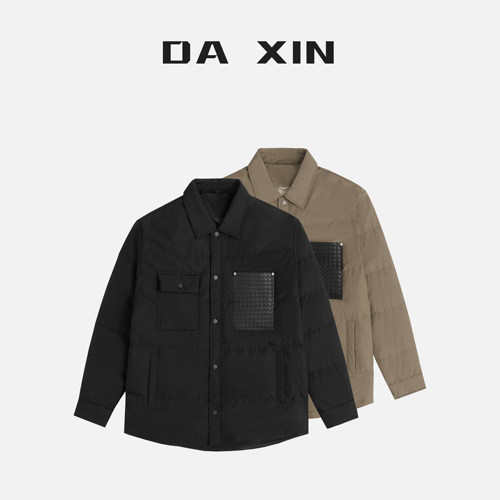 DA XIN秋冬微廓轻薄白鸭绒翻领羽绒服衬衫式休闲百搭保暖外套男装