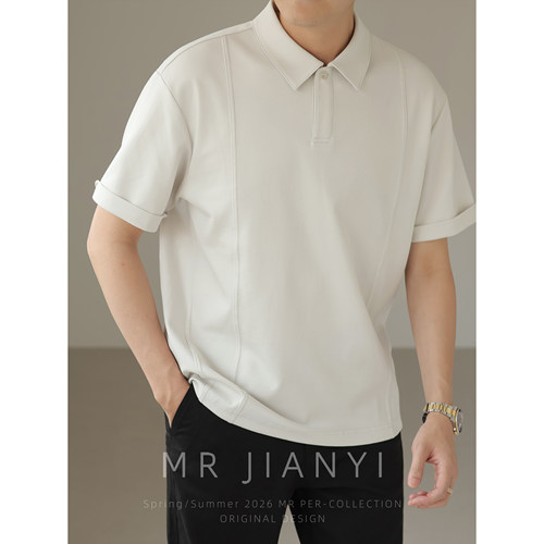 MR JIANYI 夏季 掐腰航线 云柔透气翻领polo衫商务休闲短袖T恤男