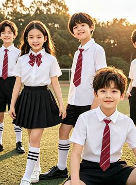 幼儿园毕业表演小学生白衬衫套装
