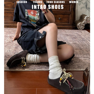 真皮咖啡色复古厚底勃肯鞋