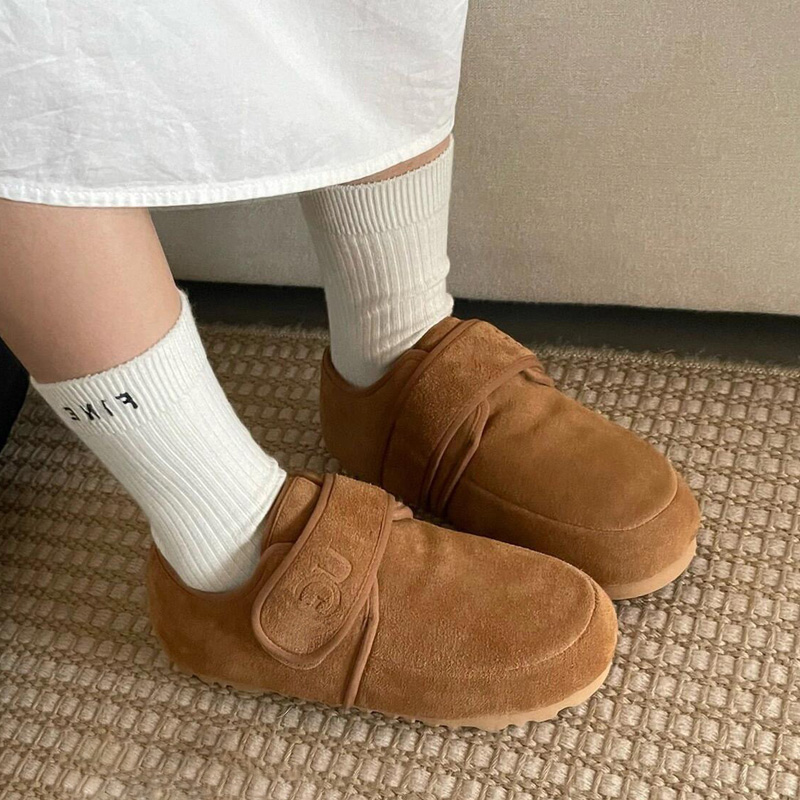 牛皮版~棕色复古加绒玛丽珍鞋