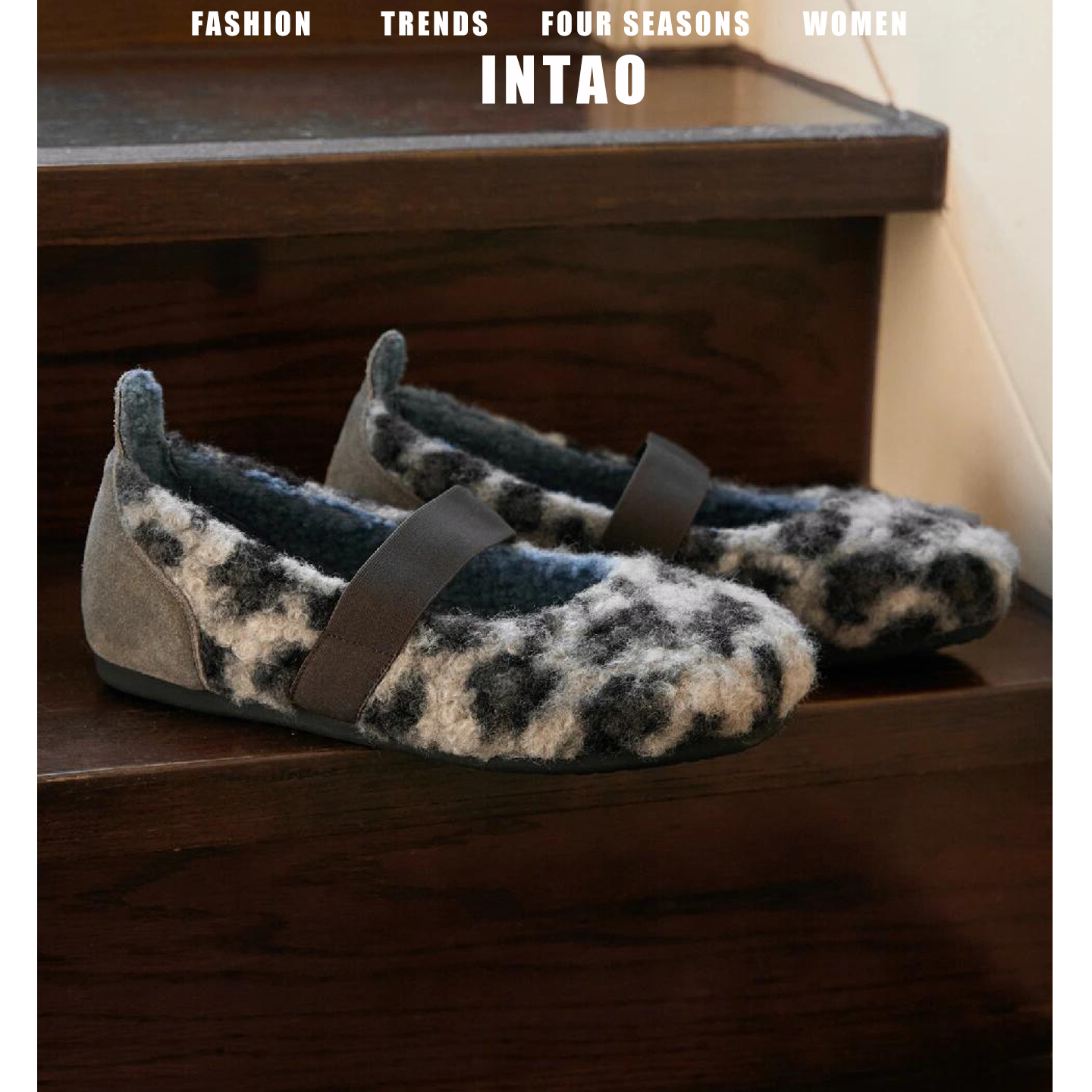 法式超火豹纹绝美毛毛鞋女冬加绒