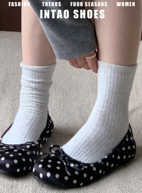 黑色巨好看的波点单鞋女平底2026年春季新款蝴蝶结法式软底芭蕾鞋