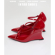 设计感小众坡跟高跟鞋 绝美尖头单鞋 女2026早春新款 红色玛丽珍婚鞋