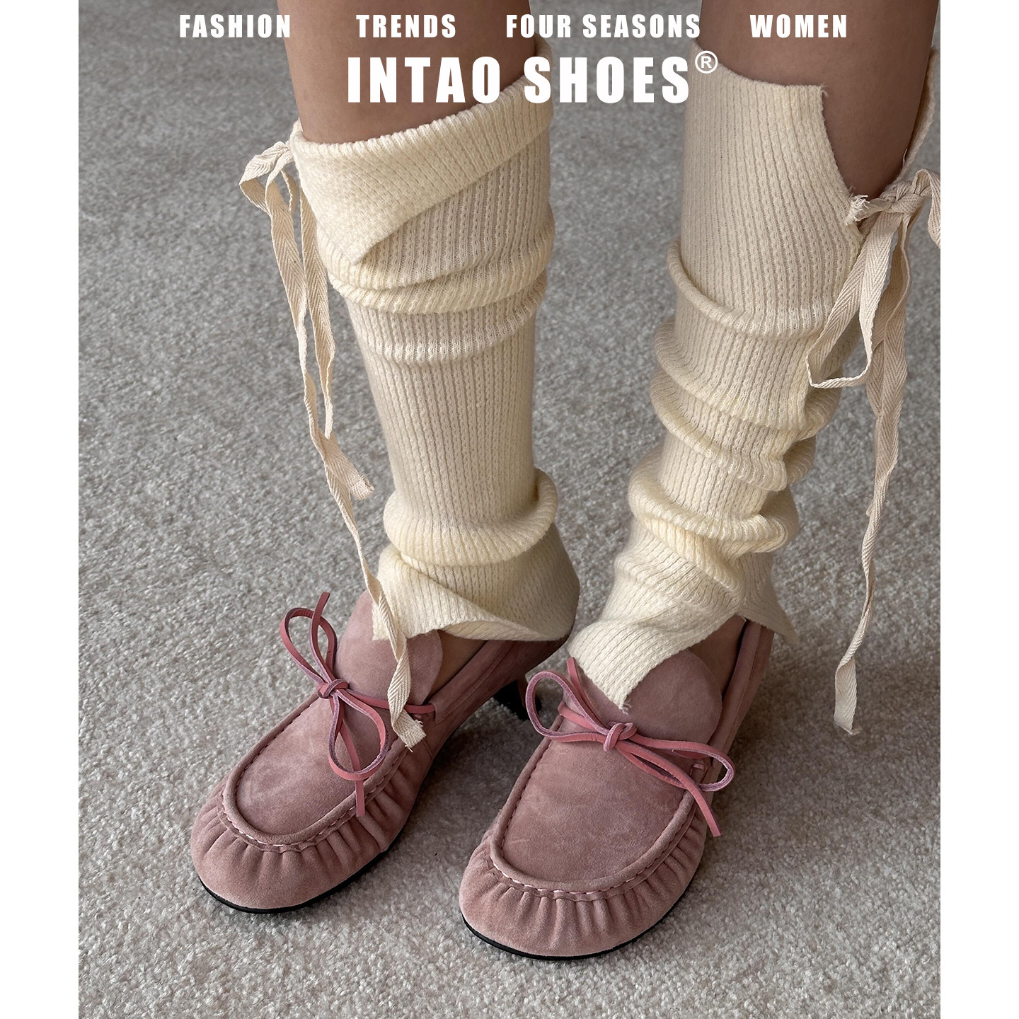 设计感小众粉色高跟鞋女粗跟不累脚2026新款绒面蝴蝶结玛丽珍单鞋