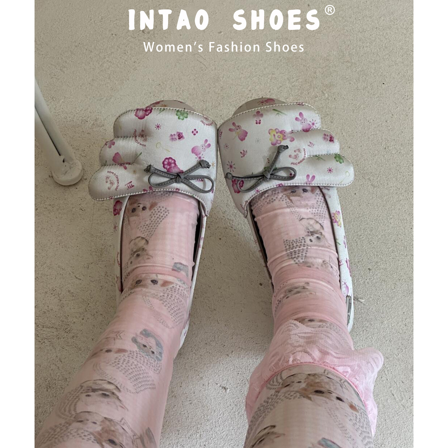 绝美兔子印花玛丽珍单鞋女平底
