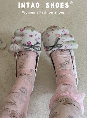 绝美兔子印花玛丽珍单鞋女平底