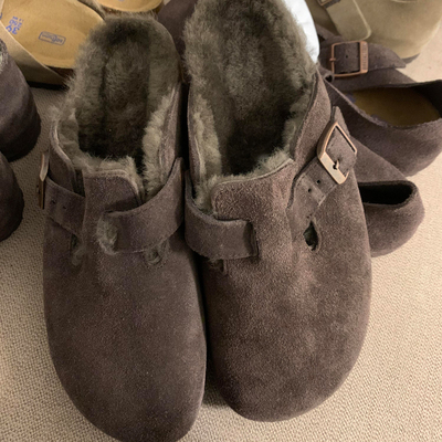 真皮复古加绒勃肯鞋女冬2025