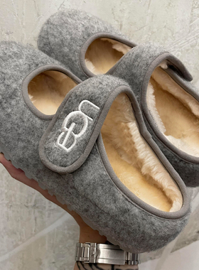 灰色超火玛丽珍毛毛鞋女高级感秋冬加绒2025新款厚底毛绒豆豆单鞋
