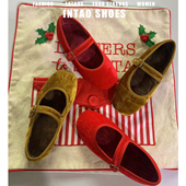 一字带玛丽珍单鞋 女平底2026春季 新款 法式 红色丝绒软底圆头奶奶鞋