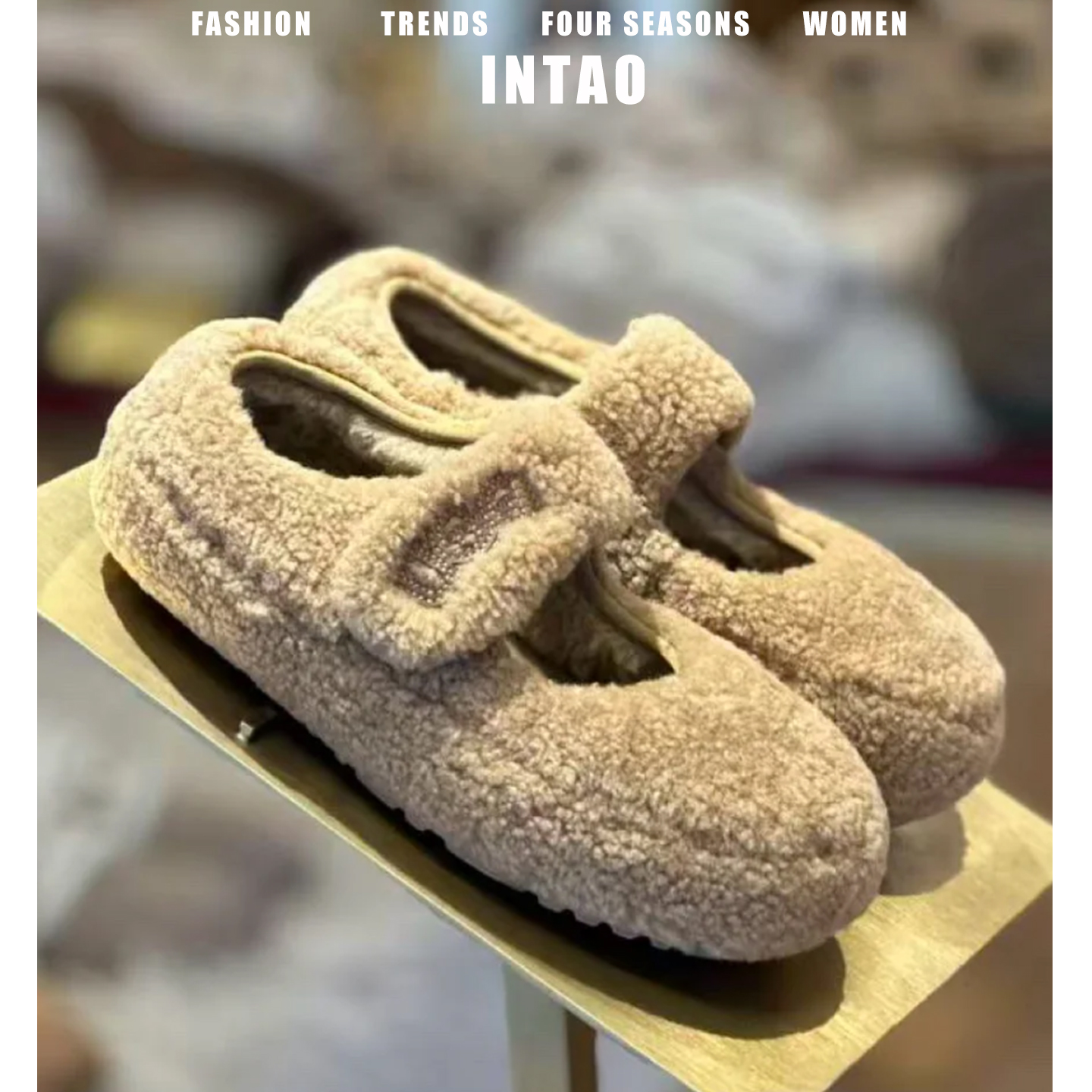 羊皮版~丑萌加绒软底豆豆鞋女