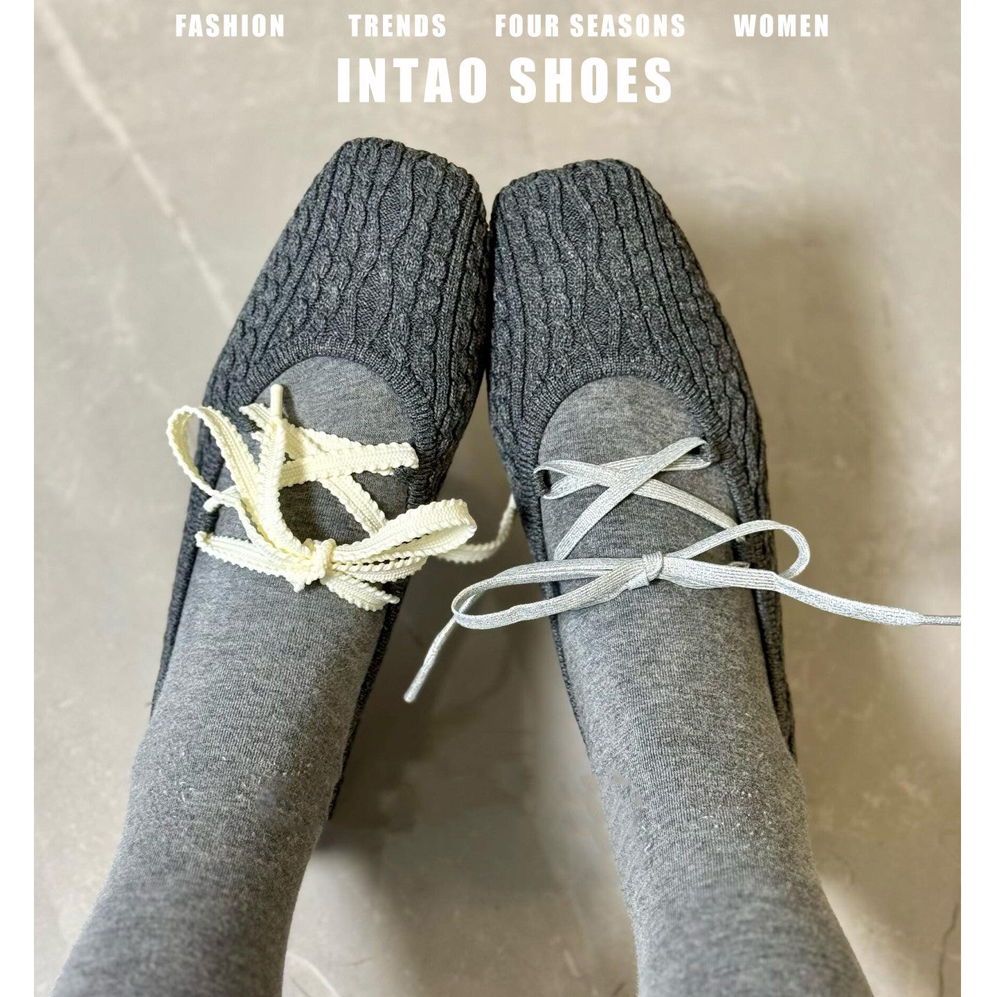 法式方头针织透气单鞋女2026