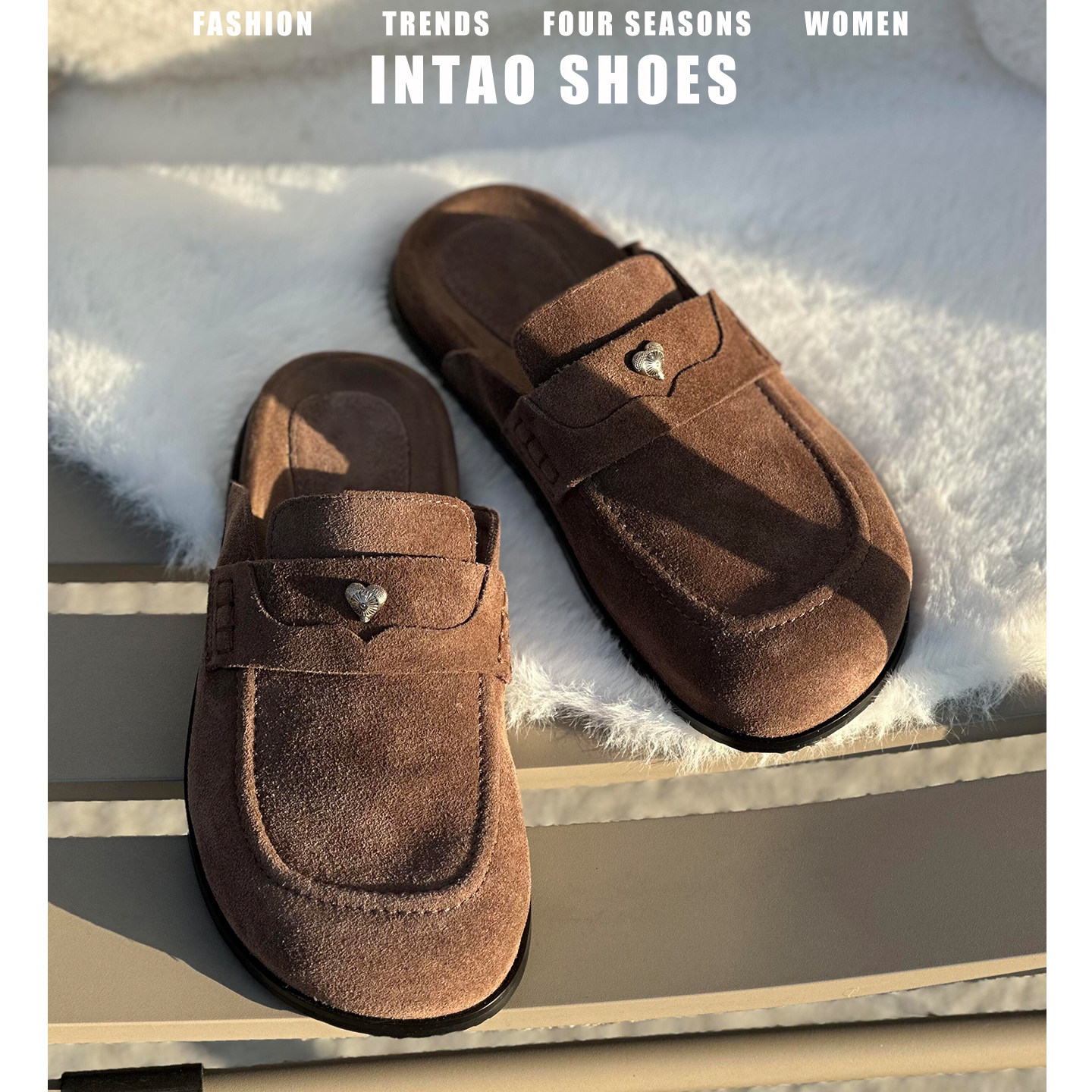 真牛皮设计感小众厚底爱心勃肯鞋半拖女2026早春新款一脚蹬穆勒鞋,女鞋,勃肯鞋/软木鞋,淘宝优惠券,粉丝福利购,淘宝优惠卷