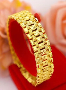 沙金饰品男士手链女轻奢高级感小众设计手表链精品金手链时尚摆摊