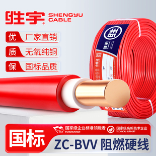 BVV电线纯铜单芯家用1.5 国标阻燃ZC 2.5 双皮硬线 10平方家装