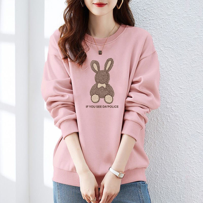 高端大牌宽松纯棉韩版印花卫衣女