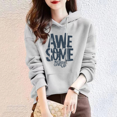 大牌正品纯棉时尚潮流印花连帽女