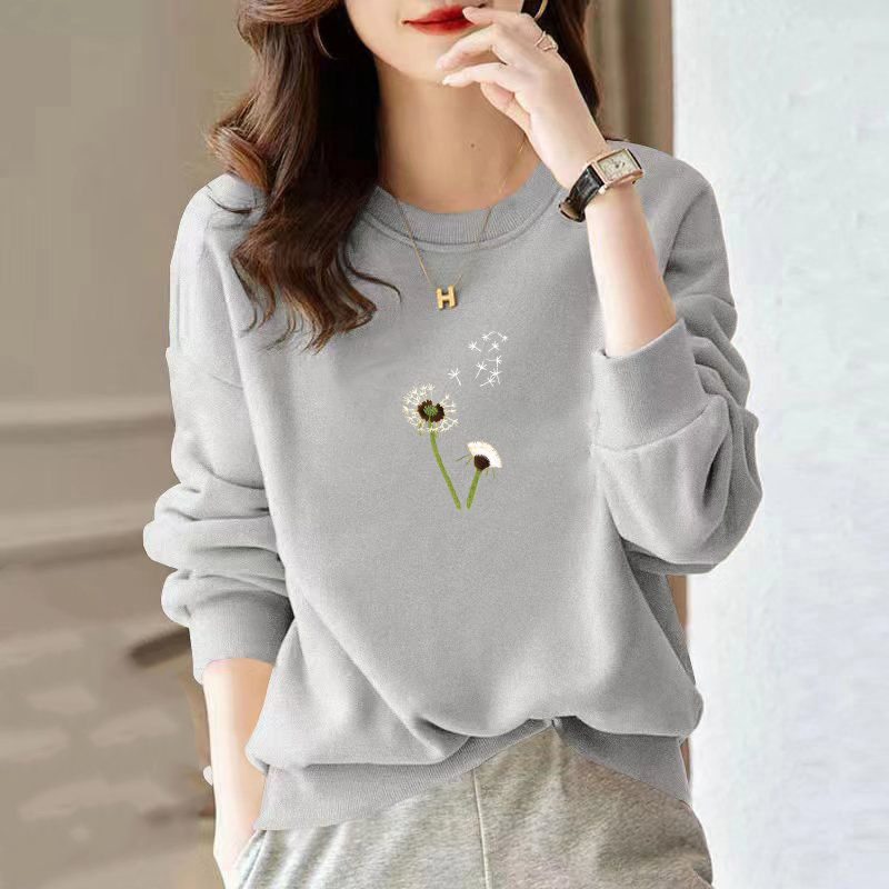 薄款宽松纯棉韩版印花卫衣不起球