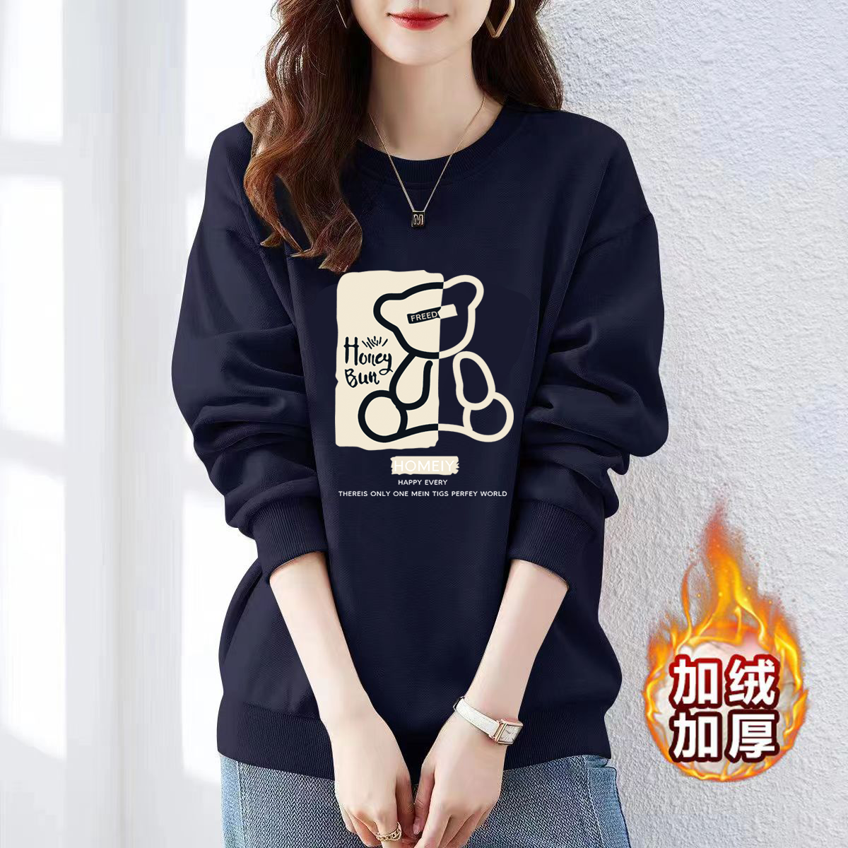 高端大牌宽松纯棉韩版印花卫衣女
