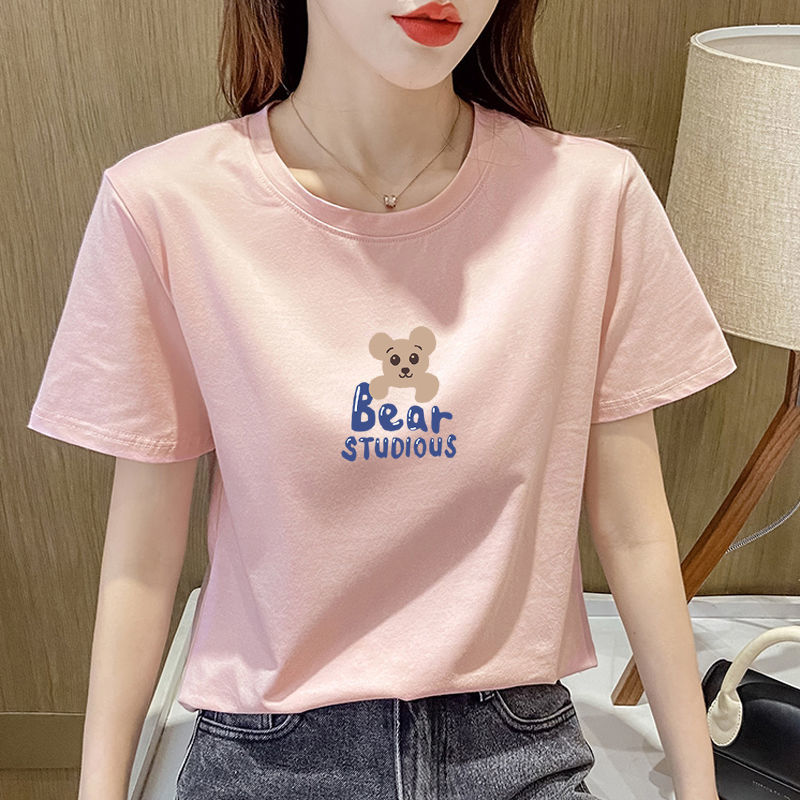 短袖韩版薄款印花纯棉女不起球