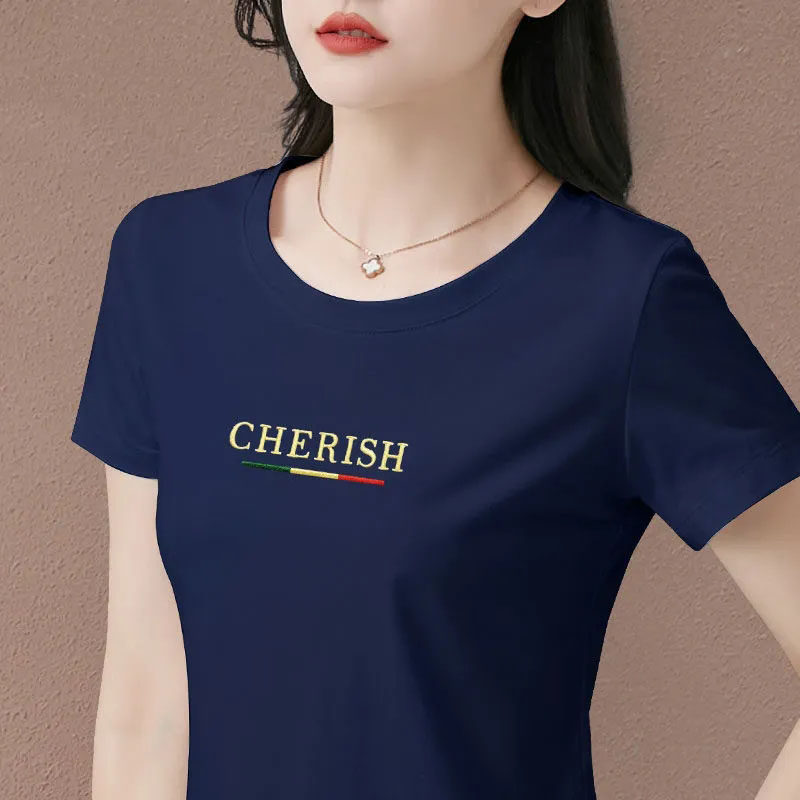 品牌折扣店外贸法国捡漏体恤女装宽松简约印花休闲纯棉短袖T恤女,女装/女士精品,T恤,淘宝优惠券,粉丝福利购,淘宝优惠卷